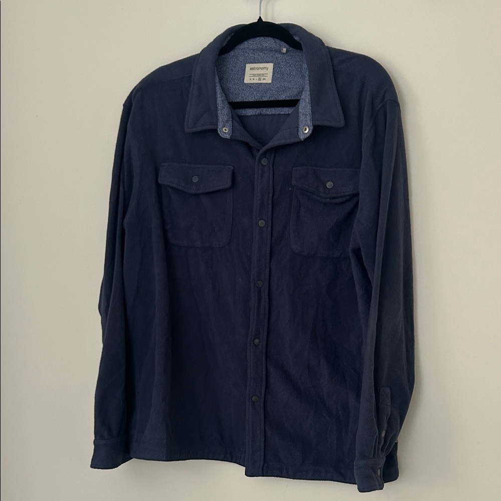 Navy Fleece Button-Up Shirt